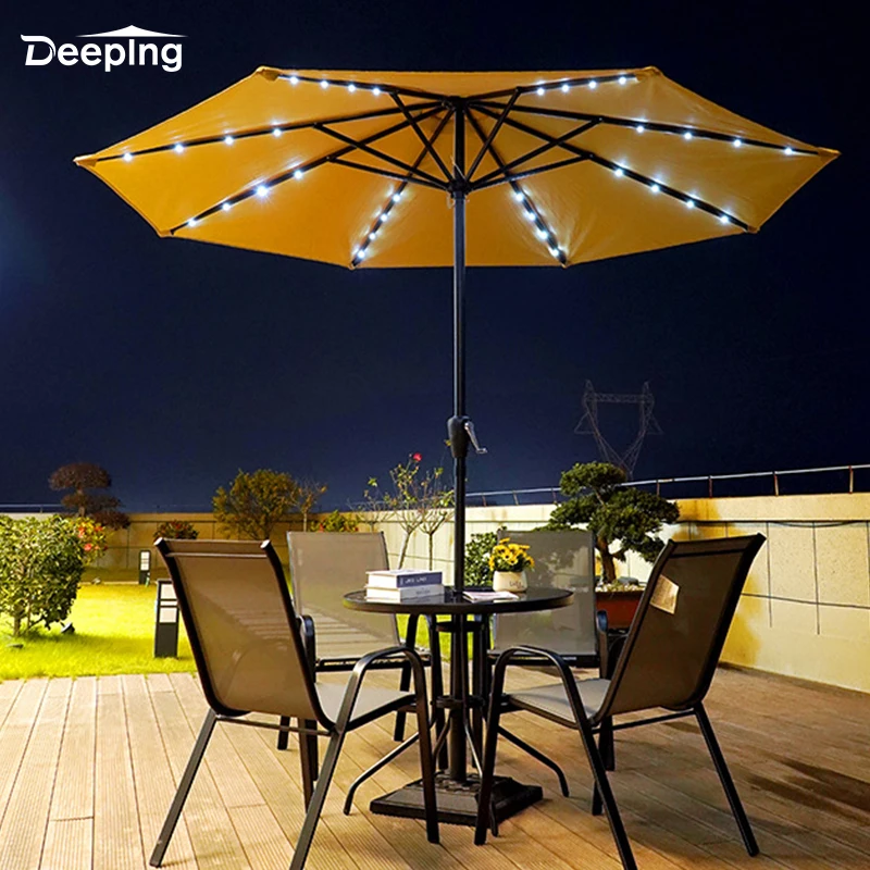 Glamping chinese parasol umbrella led light aluminum beach parasols umbrellas outdoor for restaurant