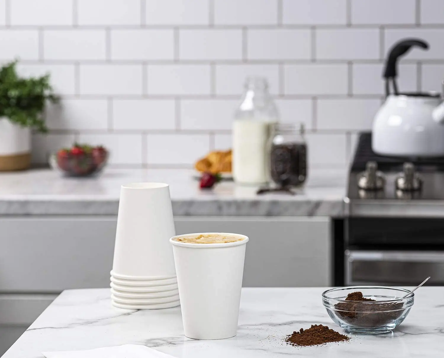 Disposable Paper Cups White Paper Hot Cold Coffee Tea Milk Drinking Cups Manufacturers Wholesale 12oz Cheap Cups