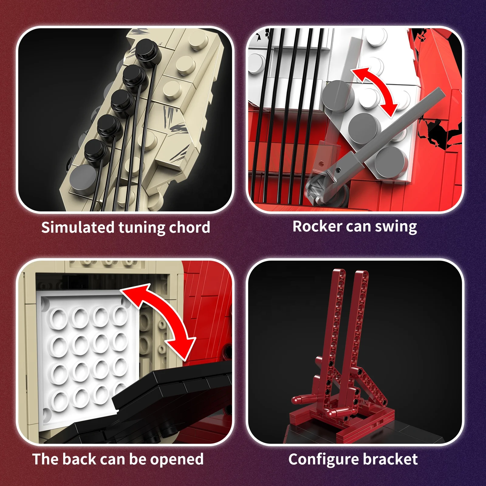 Assembly DIY Guitar Building Block Set Toys Bluetooth Speaker Creative Indoor Home Office Desk Ornaments For Adult Holiday Gift