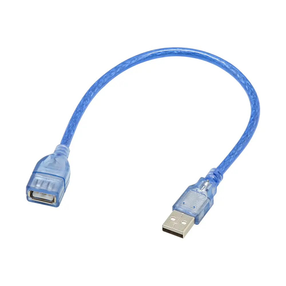 USB 2.0 Transparent blue cable  AM to AF extension cable for Radiator Webc am Car Mp3 Camera Hard Disk 1.5M 0.3M