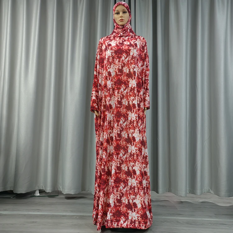 Hot Model Big Free Size Women Robe 6 Tie-dye Colors Muslim Hijab Dress Abaya Dubai Arab Middle East Africa Hooded Caftan Gown