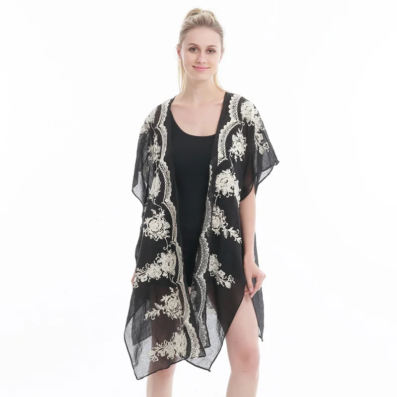 Fashion women poncho embroidery ruana shawl cloak