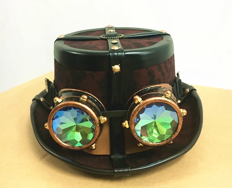 Steam punk kaleidoscope goggles Steam punk Halloween decorative goggles with hat COS glasses