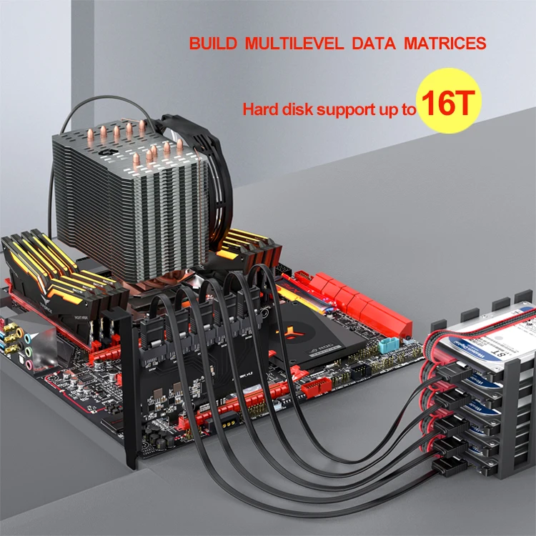 New Arrival 6Gbps Support Up to 80TB PCI-e X4 To 5 Port SATA 3.0 Expansion Card Adapter for PC