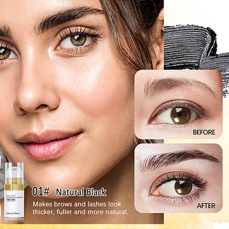 Waterproof Long Lasting Semi Permanent Eyebrows Tint Dye Kit Mixing Palette Dark Brown Lash Tint Vegan Eyebrow Dye Cream