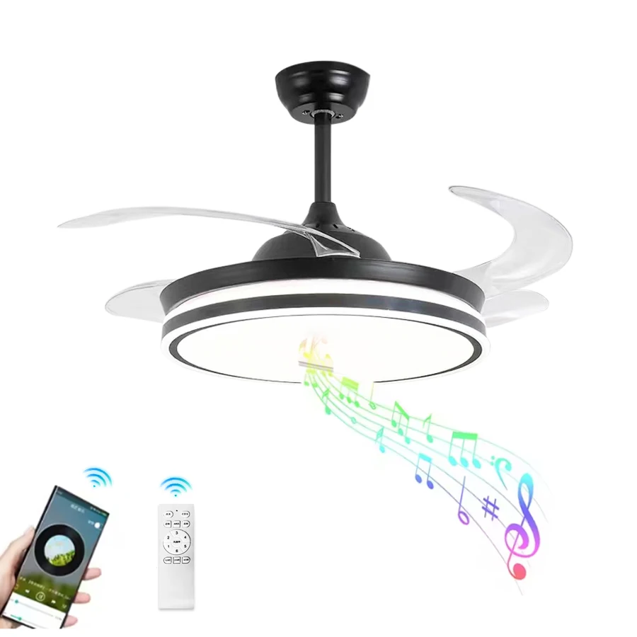 Dropshipping 3 In 1 Remote Control Rotating Rc Ceiling Fan Lamp 42 Inches Decorative Led Dimmable Ceiling Fan With Lights
