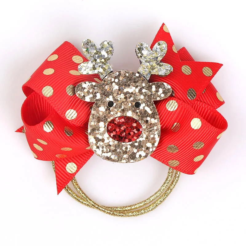 Luxury Custom Christmas Gifts Baby Hair Accessories Ribbons Sweet Cute Girl Hairbands Elastic Hair Bands Hair Ties