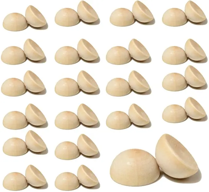 Tailai Unfinished Split Wooden Balls Half Cut Wood Paint DIY Craft Toy Home Decoration