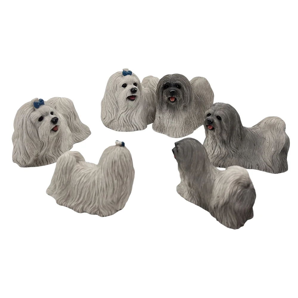 Cute Miniature Poodle Dog Statue Mini Animal Model Sculpture Car Decorative Crafts Fairy Figurines Figurine Home Decoration
