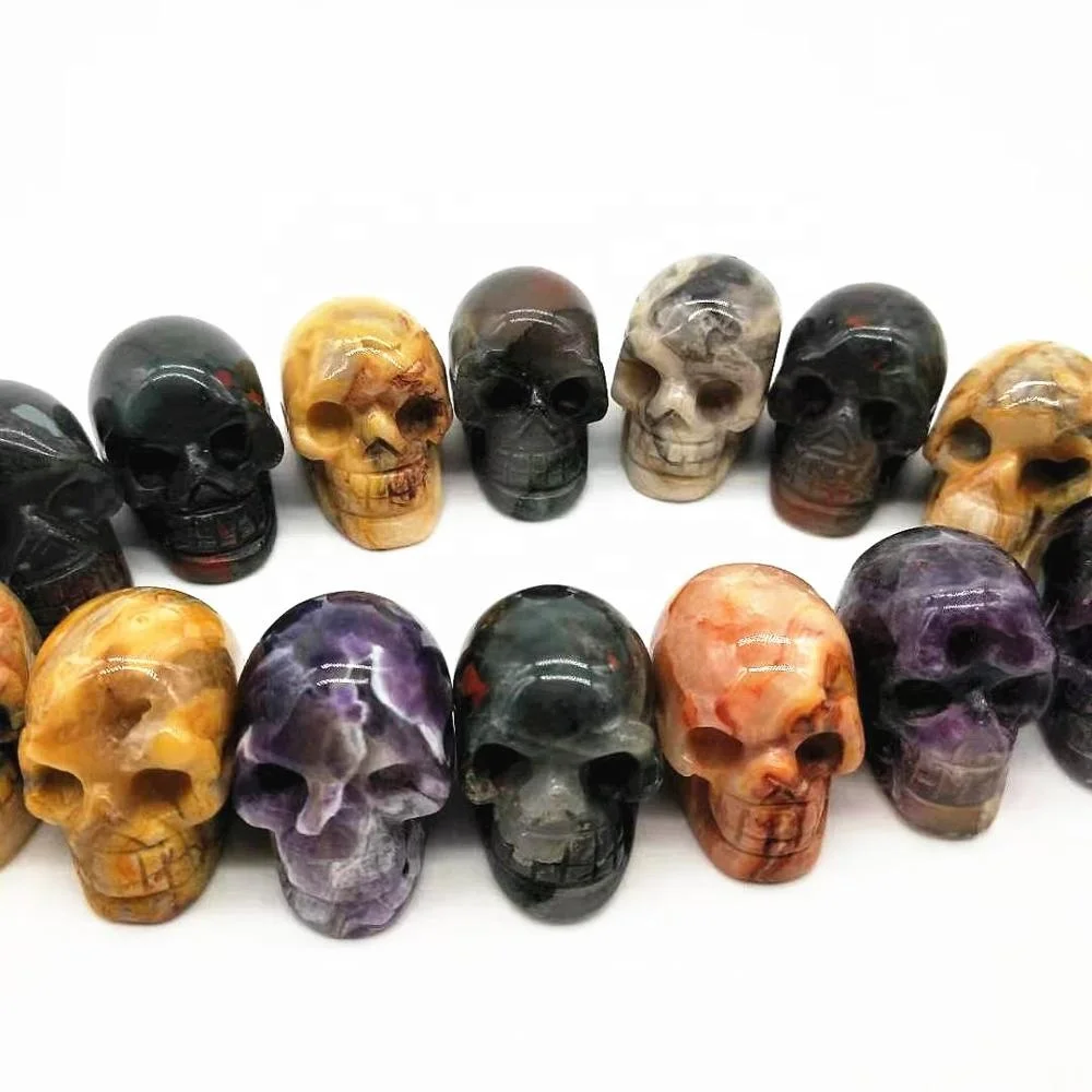 variety natural crystal gems hand-carved crystal small skulls for holiday decoration