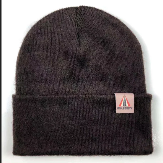 
Mary19 2020 new fashion 100% Acrylic knitted snowflake felt beanie dark brown 