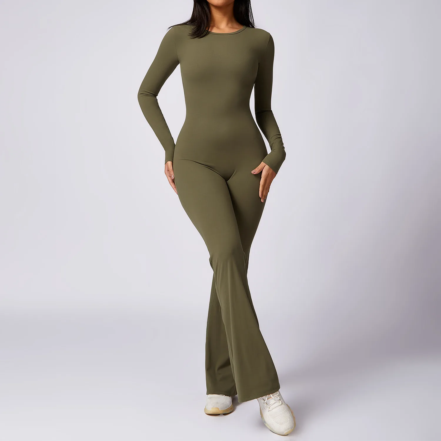 Women Long Sleeve Full Length Solid Color One Piece Bodysuit Jumpsuit Rompers Playsuit Women Jumpsuit