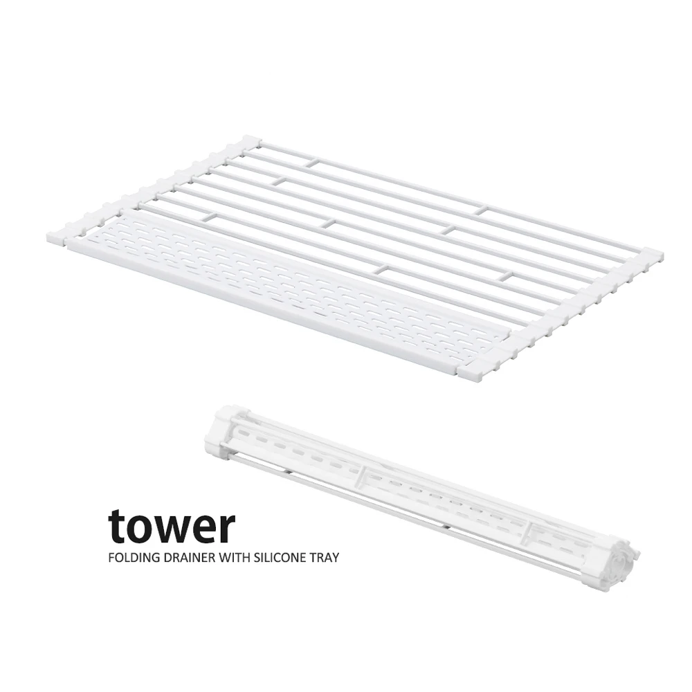 Amazon hot sale Nordic  roll out over the sink rolling roll up dish drying rack over sink kitchen roll out dish rack over sink