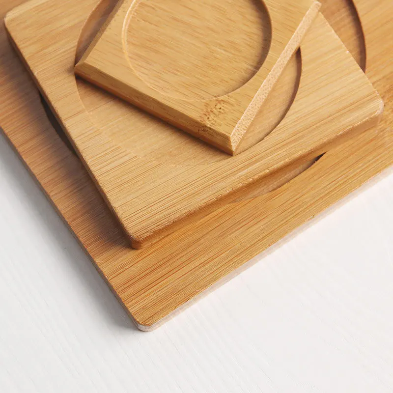 Home Kitchen Bamboo Square Coasters Mat for Instant Hot Pot Dishes Bowl Teapot Pads Hot Pot Holders Heat Resistant