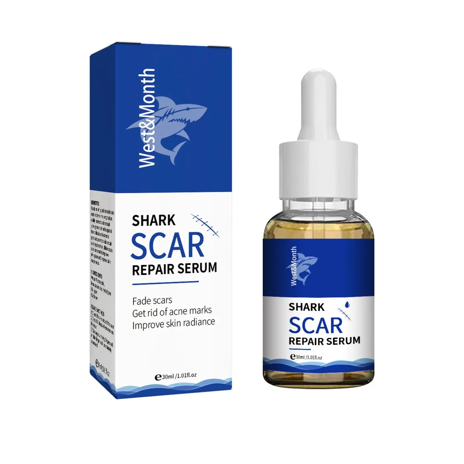 West Moon Wholesale Skin Care Scar Acne Mark Pimples Spots Repair Serum Shark Scar Treatment Oil Scar Removal Gel