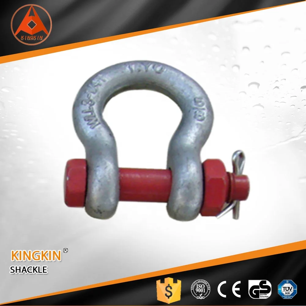 US Type High Tensile Galvanized Steel Drop Forged Bow Shackle G2130 with Bolt