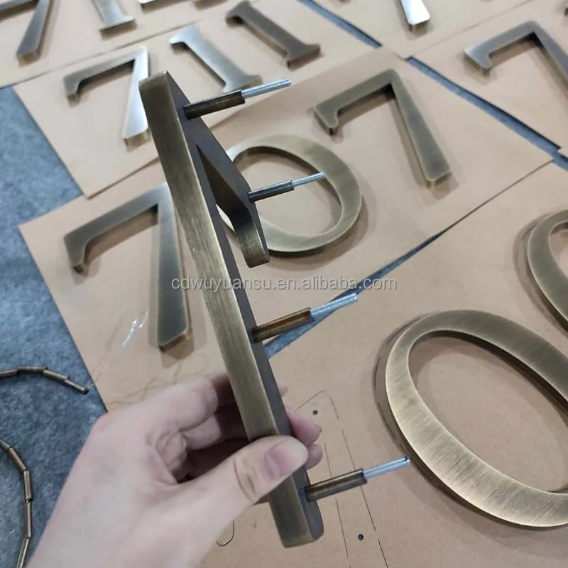 HONGSEN Custom Metal Letters Brass Reception Words Small Brass Alphabet Brushed Brass Letter With Screw