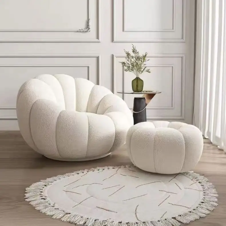 Modern design round orange pumpkin sofa chair artist loveseat chair for living room furniture accent loveseat chair