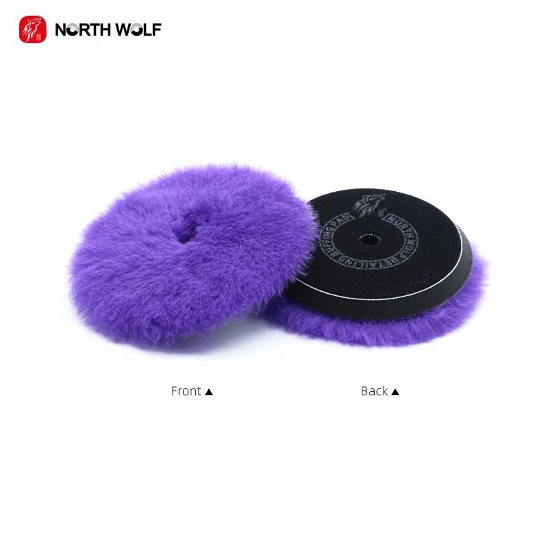 North Wolf 5Inch Purple Cutting Pad Factory Wholesale Wool Car Polishing Pads for RO/DA /GA Polisher Detailing