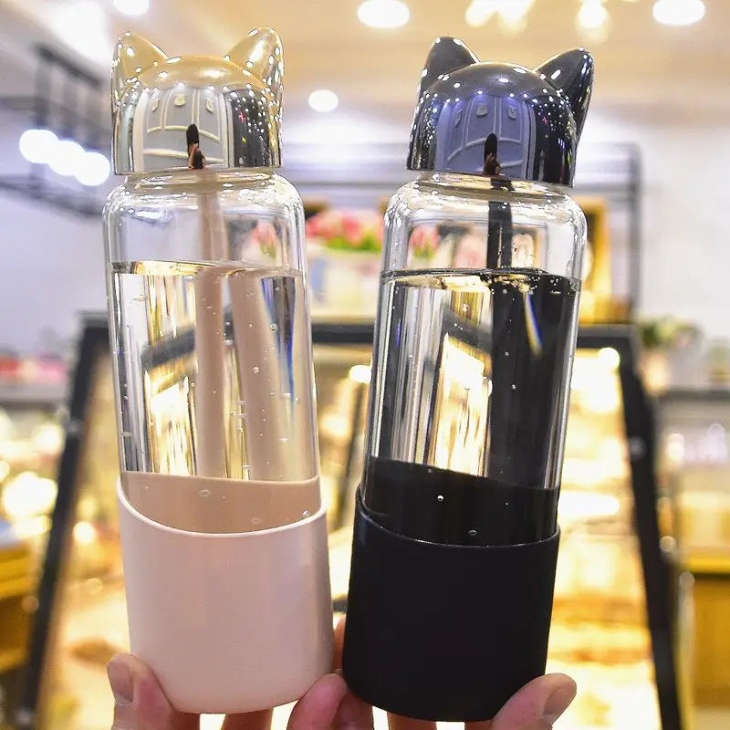 Feiyou can custom  the logo glass bottle female lovely creative trend portable harajuku water bottle male simple bottels
