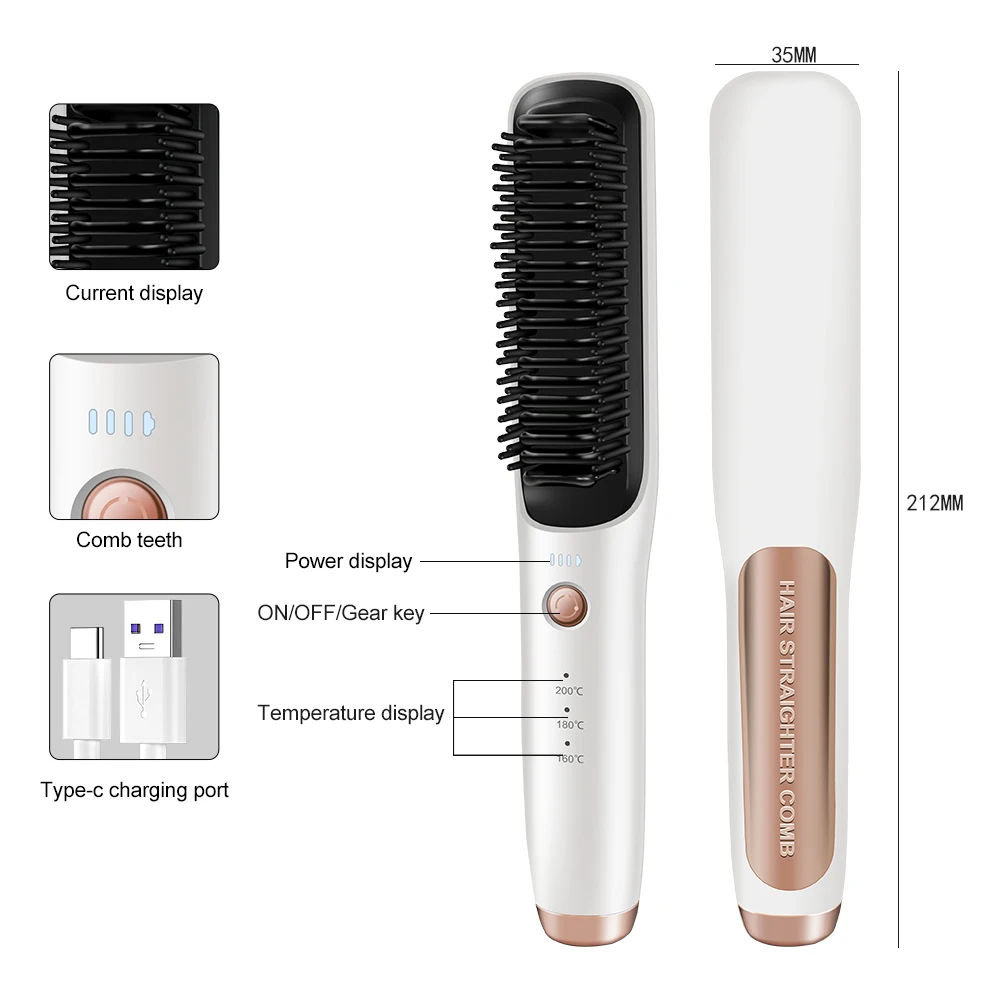 OEM Factory Hot Sale Hair Straightener Brush, Hot Comb Hair Tools for Styling, Hair Brush Straightener for All Hair Types