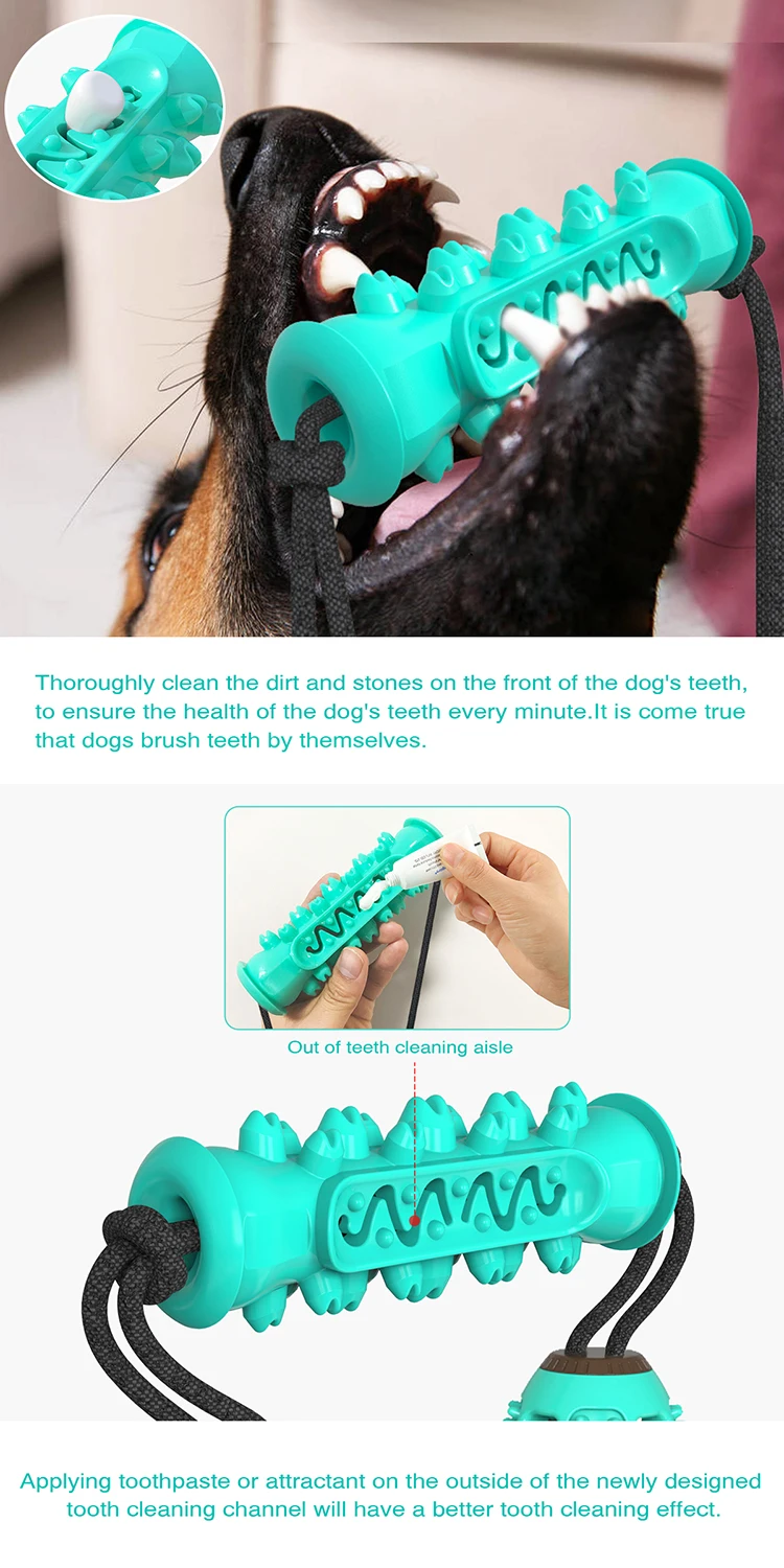 Pet Dog Tug of War Toy Dog Bite the Knot Play Interactive Sucker Pull the Leaky Food Pulling Rope Rubber Toys Pet Tooth Cleaning