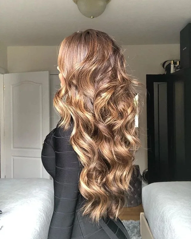 Cheap Long Wavy Curly Brown Gold Heat Resistant Fiber Synthetic Ombre Wig Natural Hair Wig For Ladies