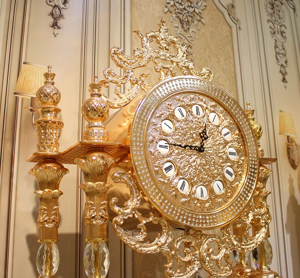 Luxury Crystal Clock Royal Standing Clock Antique Grandfather Clock