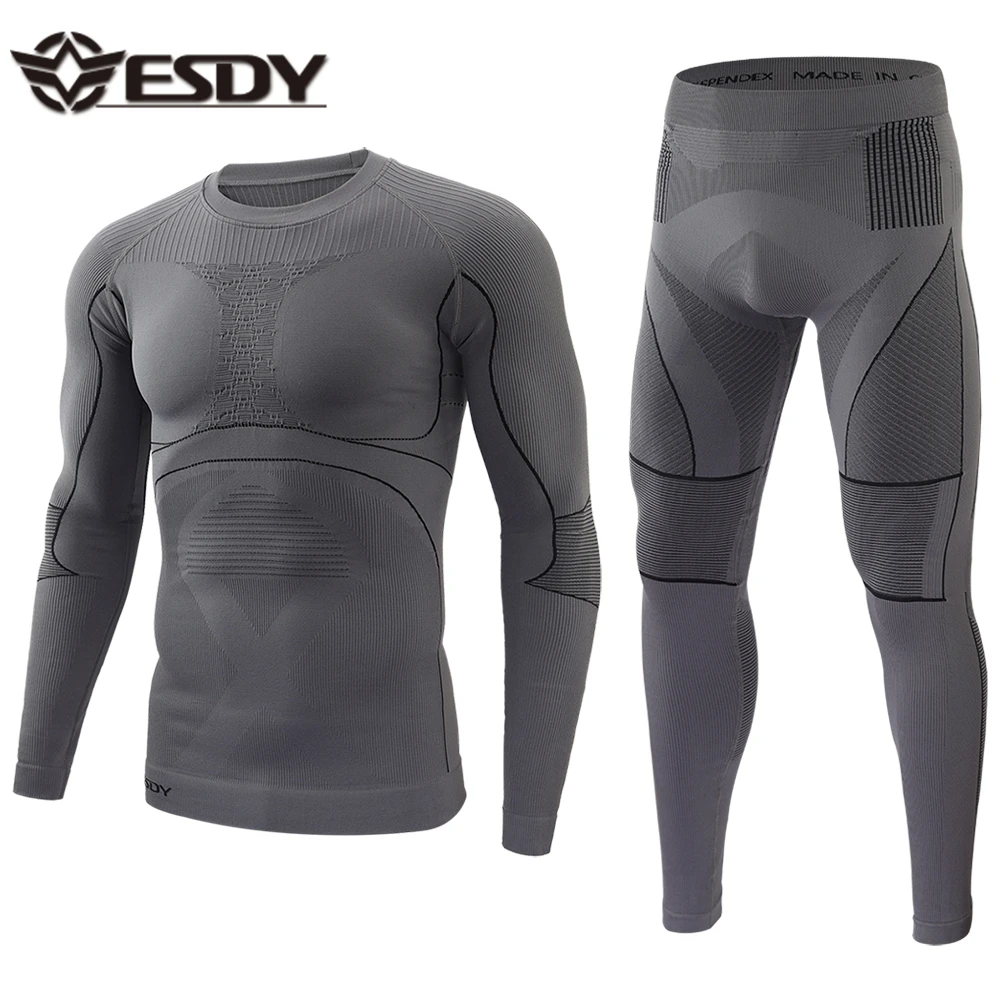 ESDY Outdoor Training Thermal Underwear Sports Fitness Clothes Functional Warm Inner Wear for Men