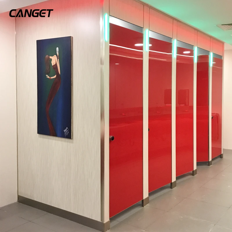 High end airport colorful glass composite material toilet partition cubicle