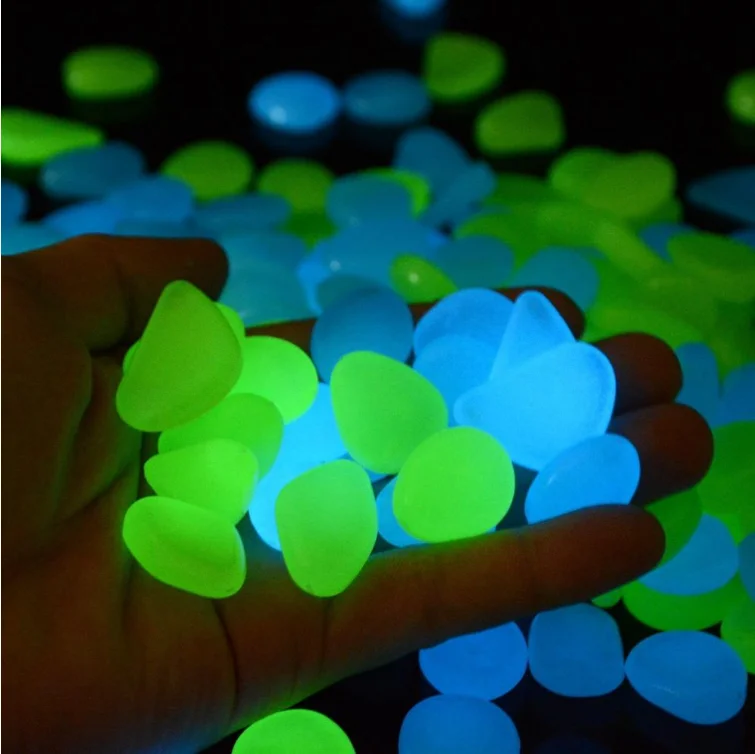 cheap multi-color glow in the dark pebbles super lighting yard landscape bike way path aquarium decor fluorescent stones cobbles