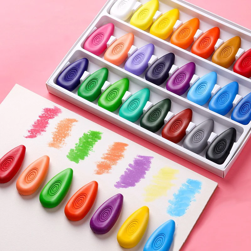 Custom mini art drawing caryon 12pcs kids washable erasable wax droplet safety finger shape crayons