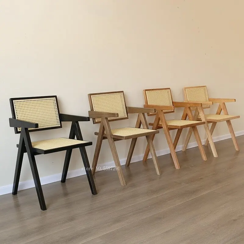 Best selling modern scandinavian dinning chairs Nordic Modern Rattan Back Office Dining Chair