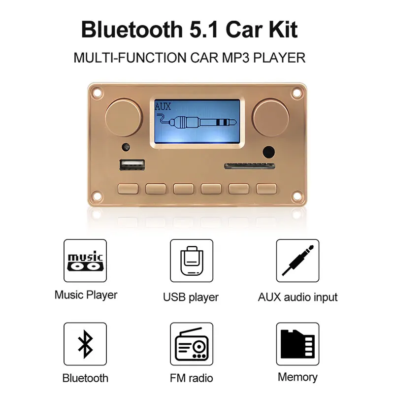 VIRE LCD Lyrics Display MP3 Audio Module USB TF Radio Car Wireless Bluetooth MP3 Decoder Board