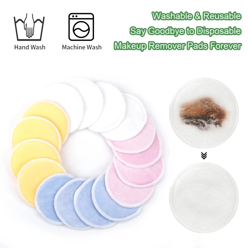 New reusable Bamboo Cotton Face Reusable Make Up Remover Pads Washable Makeup Remover Pads with Konjac Sponge