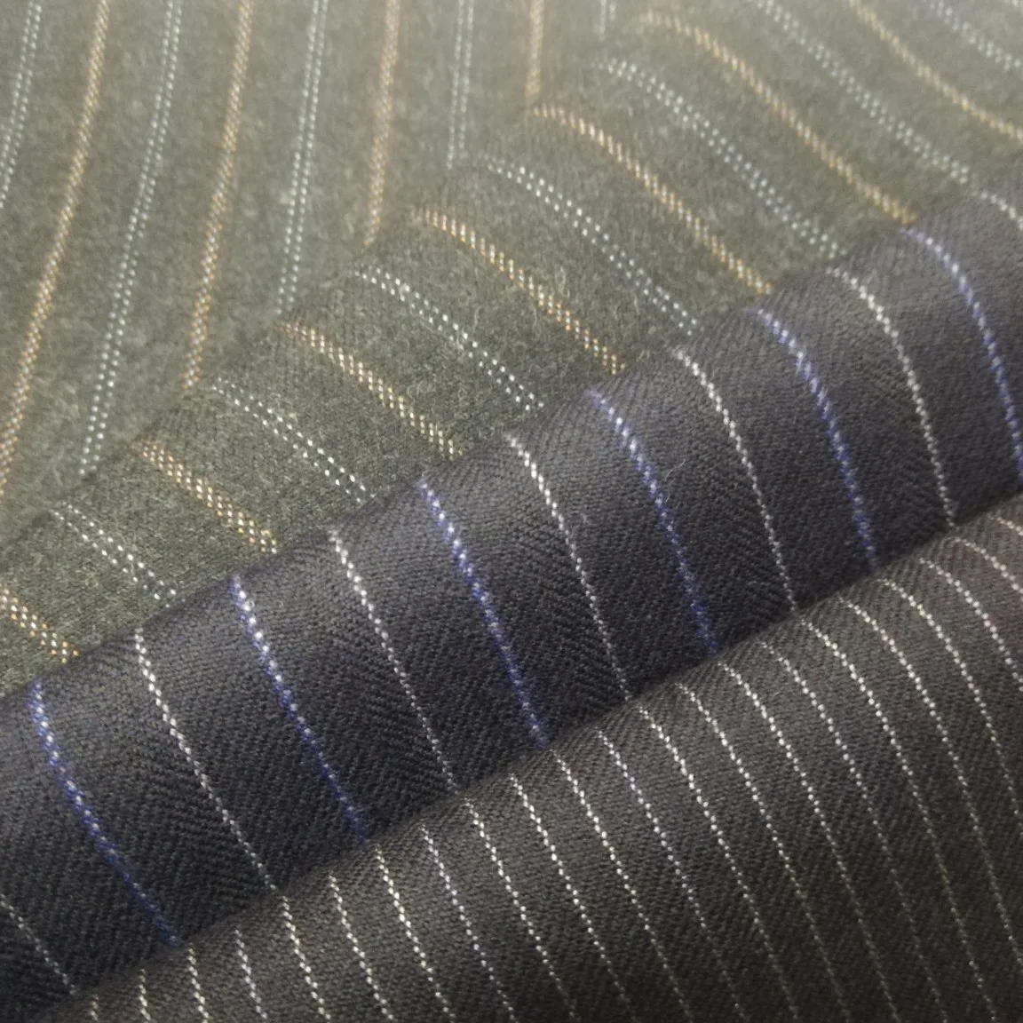 Stripes Garment Stripe COMBED Wool  Polyester Blended Fabric