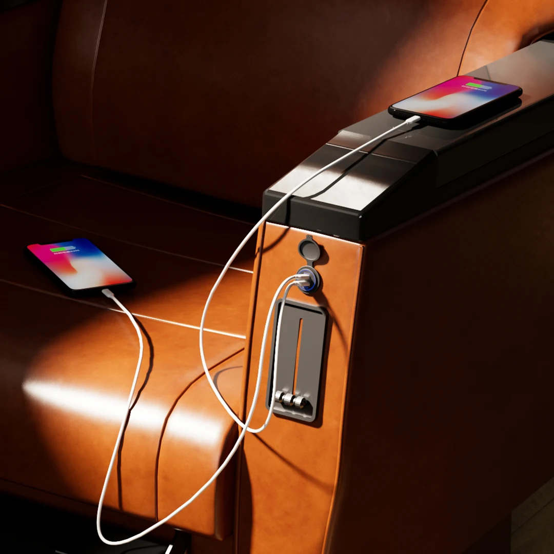 Double Ports Usb 1224V Mobile Phone Pd Qc 3.0 Car Charging Usb A C Port Charger Outlet Socket For Bus Seat Truck Trolley