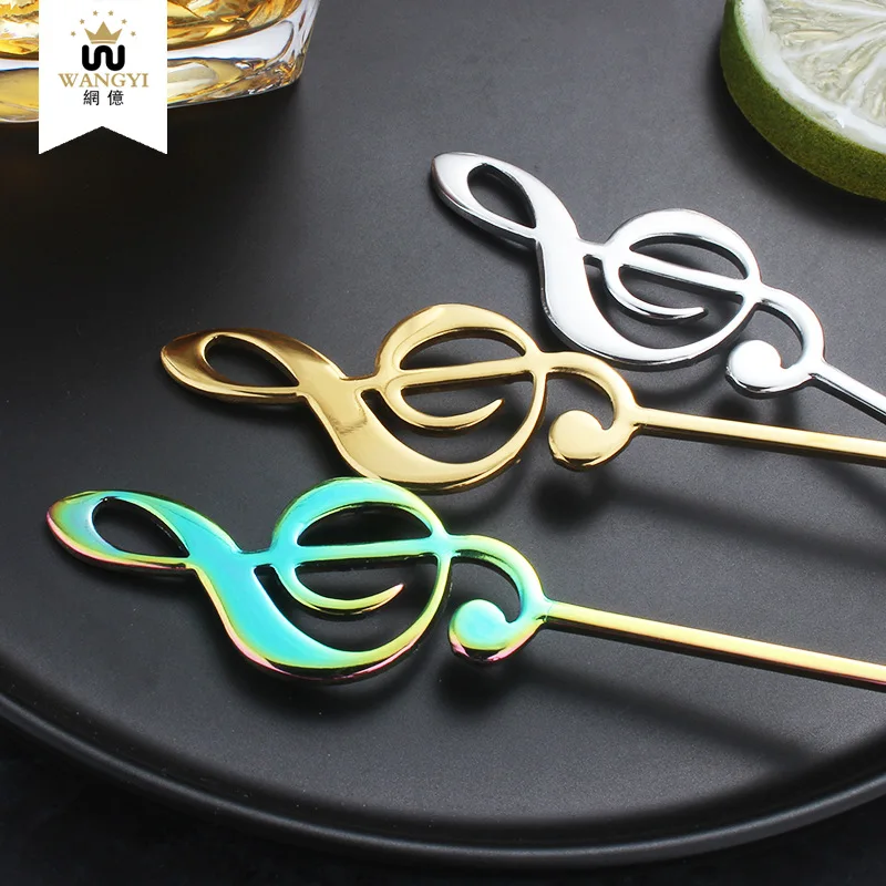Creative Tea Spoon Stainless Steel Music Shaped Coffee Spoon Cocktail Stirring Spoon