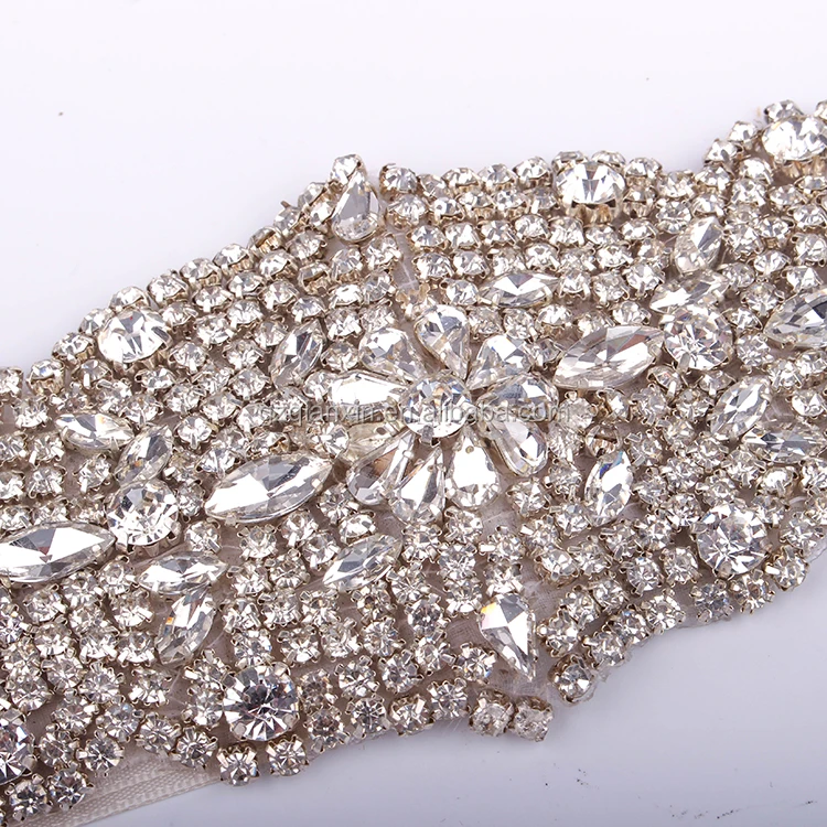 
China Cheap Studded Belt Crystal Woman Design Belt Applique for Wedding Dress Sash rhinestone belt 