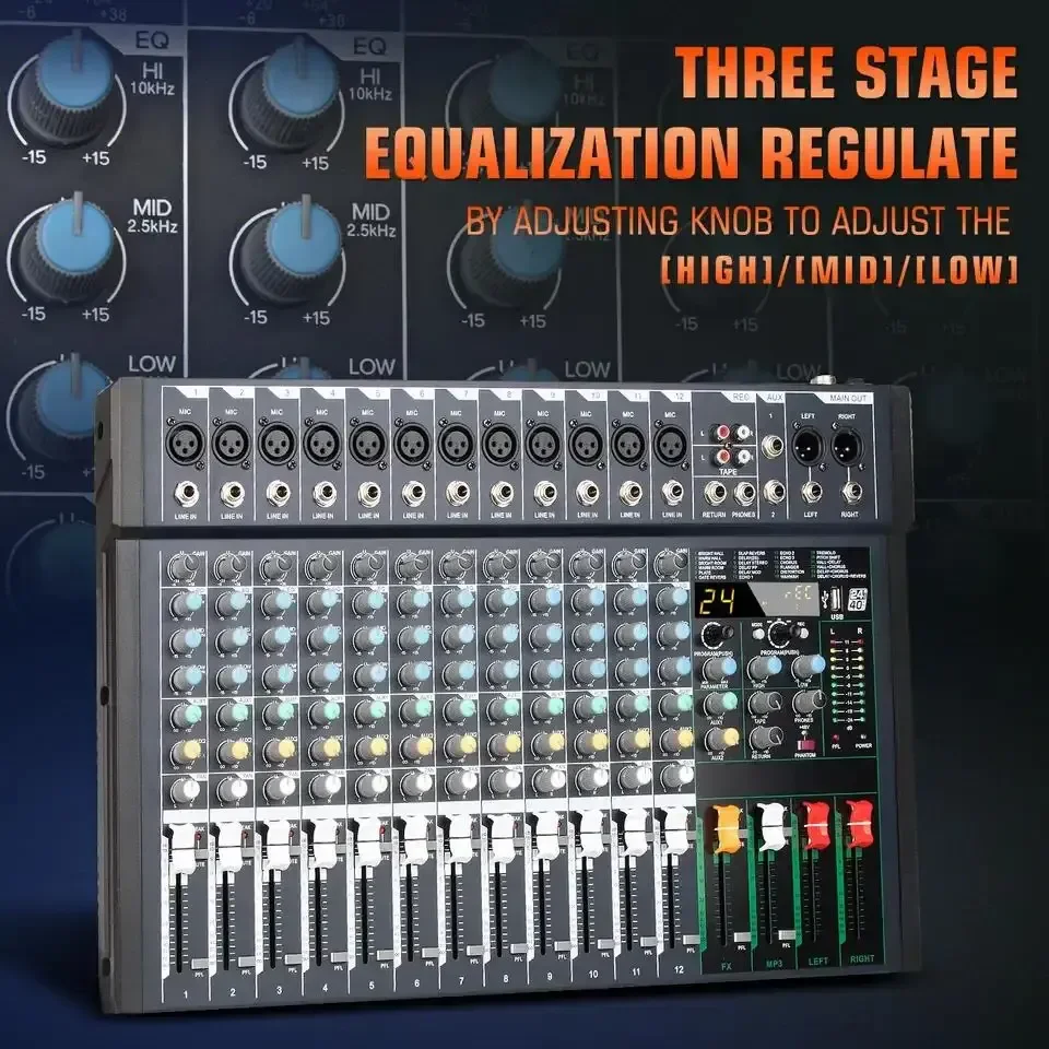 FG12 12-канальный звуковой консоли микшер сценический контроллер цифровой DJ домашний KTV аудио