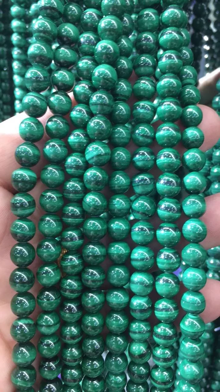Wholesale Natural 4mm-12mm Size Gemstone Loose Stone Beads Green Malachite Beads for Jewelry Making