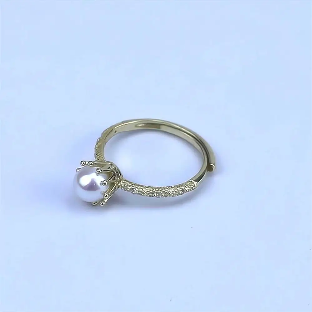 2024 Gold Plated Vintage Rings Wholesale 925 Sterling Silver Casual Rings For Ladies Freshwater Pearls Ring