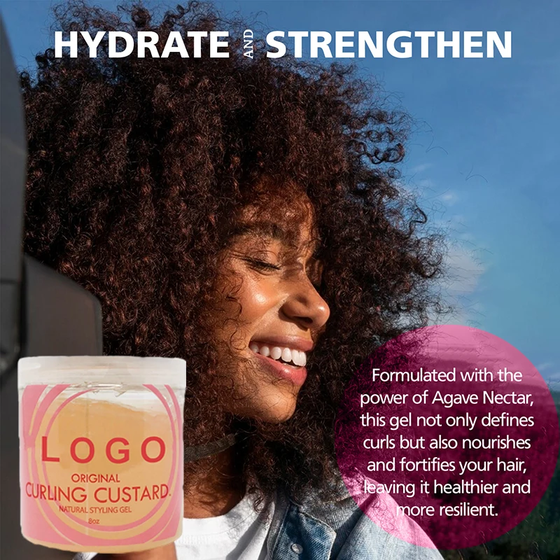Private Label Natural Curl Defining Shine Gel Curling Custard Hair Cream Styling Gel For Women And Man