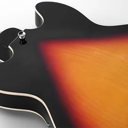 Musoo small 335  jazz style semi-hollow travel electric guitar tobacco sunburst color custom left handed