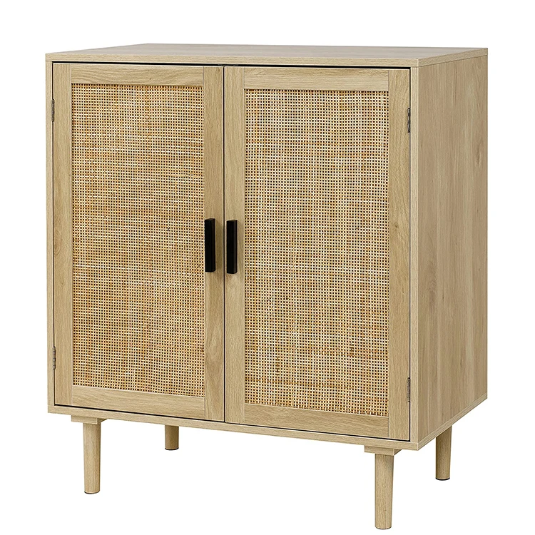 Finnhomy Sideboard Buffet Cabinet, Kitchen Storage Cabinet with Rattan Decorated Doors, Cupboard Console Table