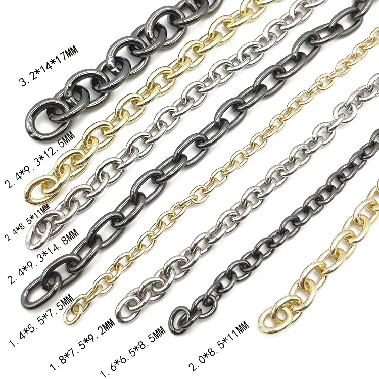 DIY wholesale Iron Flat Chain Handbag Chain Accessories Wallet Shoulder Strap Replacement with Metal buckle