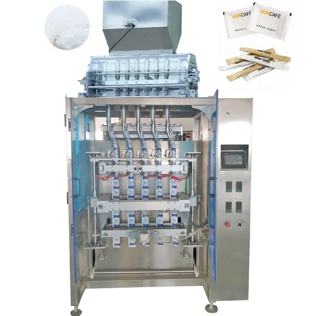 High Speed Multi Lane Automatic Small Granule Sugar Salt Paper Stick Sachet Packaging Machine