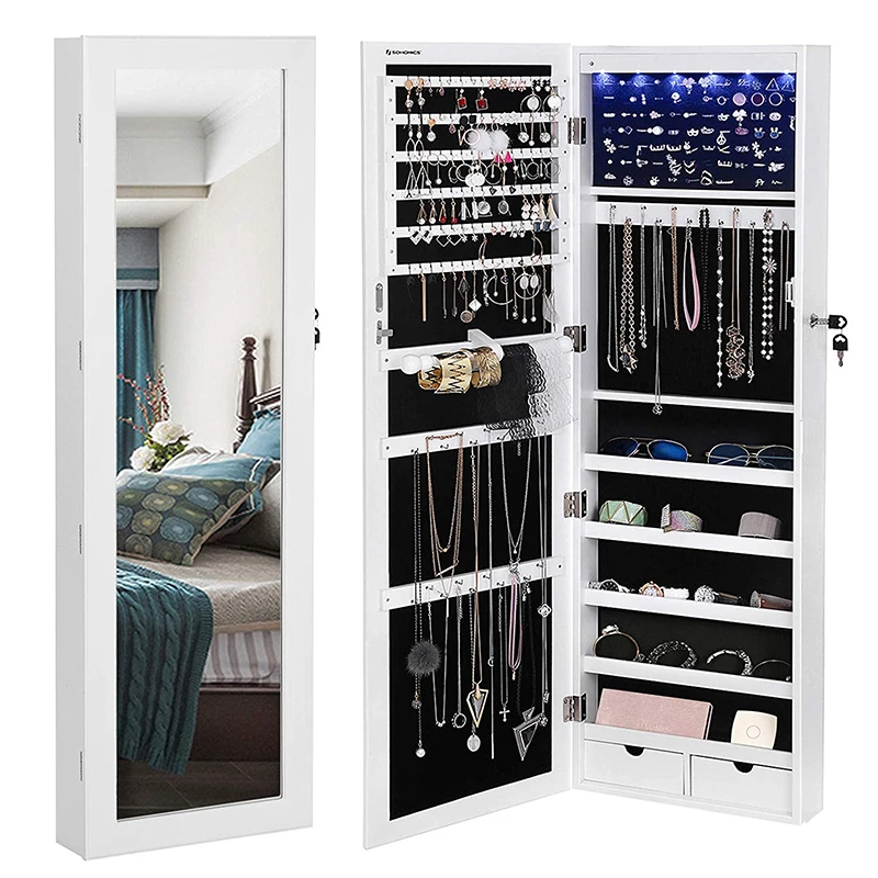 
Hanging Wall Mounted Jewelry Cabinets Storage Organizer With Mirror Full Length Mirror 