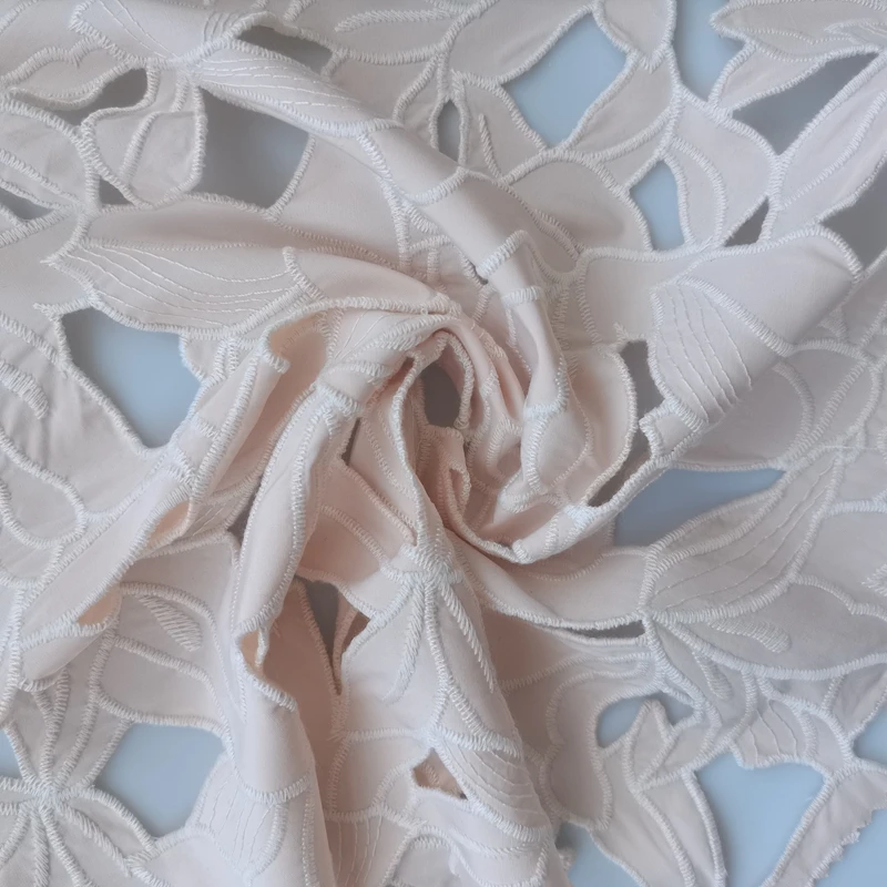 Best Quality 100% Polyester 190gsm Very Exquisite Hollow-Out Daffodil Pattern Embroidery Fabric For Women Garment And Textile