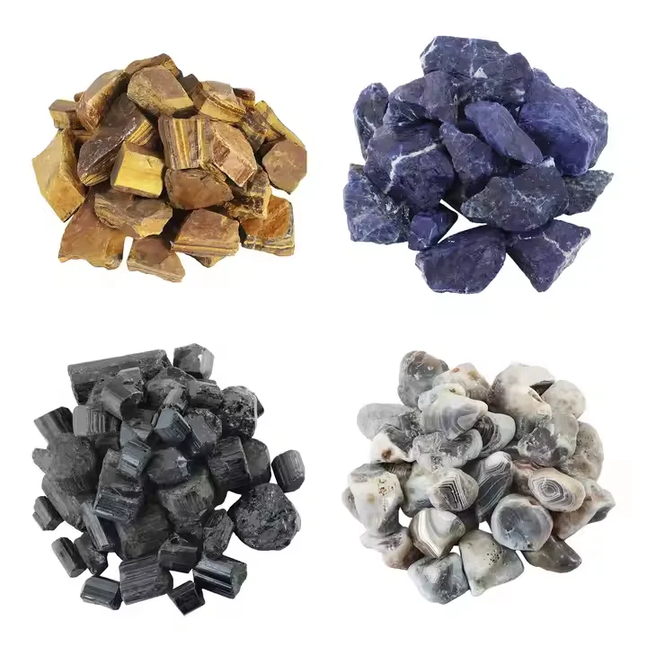 Natural Raw Rough Gemstone  Mixed Irregular Healing Stone Crystal Nugget Rock Stone Lucky Charm Beads with Loop for DIY 100g